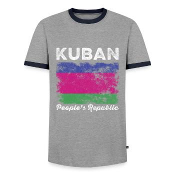 Le drapeau de la République populaire du Kouban en détresse - T-shirt contrasté Homme - gris/marine  - Devant - AI Model Female 172 light (172cm) & AI Model Male 178 light (178cm)