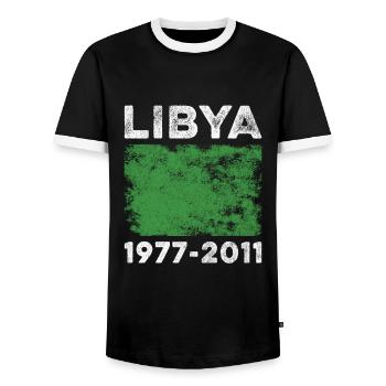 Libya 1977-2011 Flag Vintage Libyan Flag - Men's Ringer Shirt - black/white - Front - AI Model Female 172 light (172cm) & AI Model Male 178 light (178cm)
