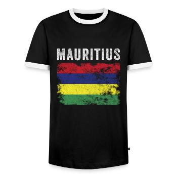 Drapeau de Maurice Drapeau mauricien en détresse - T-shirt contrasté Homme - noir/blanc - Devant - AI Model Female 172 light (172cm) & AI Model Male 178 light (178cm)