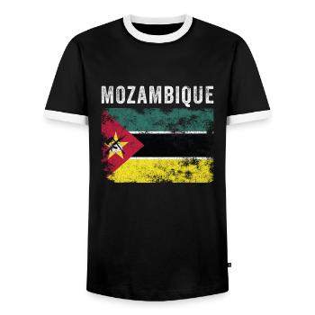 Mozambique Flag Vintage Mozambican Flag - Men's Ringer Shirt - black/white - Front - AI Model Female 172 light (172cm) & AI Model Male 178 light (178cm)