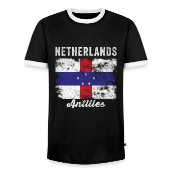 Flagge der Niederländischen Antillen verzweifelt - Männer Kontrast-T-Shirt - Schwarz/Weiß - Vorne - AI Model Female 172 light (172cm) & AI Model Male 178 light (178cm)