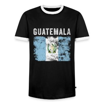 Guatemala Flag Vintage - Guatemalan Flag - Men's Ringer Shirt - black/white - Front - AI Model Female 172 light (172cm) & AI Model Male 178 light (178cm)
