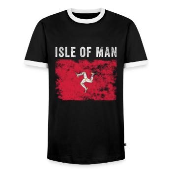 Drapeau de l’île de Man en détresse - Drapeau de Manx - T-shirt contrasté Homme - noir/blanc - Devant - AI Model Female 172 light (172cm) & AI Model Male 178 light (178cm)