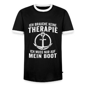 ich brauche ich muss nur auf mein boot - Männer Kontrast-T-Shirt - Schwarz/Weiß - Vorne - AI Model Female 172 light (172cm) & AI Model Male 178 light (178cm)