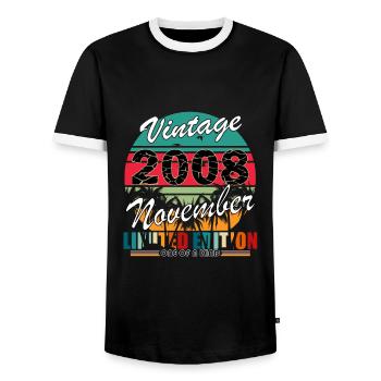 18. Geburtstag Jahrgang november 2005 Original 200 - Männer Kontrast-T-Shirt - Schwarz/Weiß - Vorne - AI Model Female 172 light (172cm) & AI Model Male 178 light (178cm)