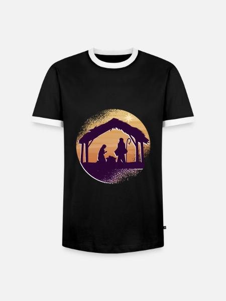 Frohe Weihnachten geburt Jesus - Männer Kontrast-T-Shirt - Schwarz/Weiß