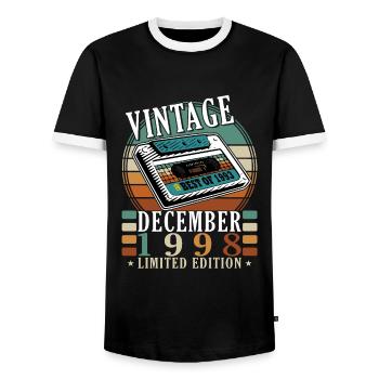 25e anniversaire 25 ans décembre 1998 - T-shirt contrasté Homme - noir/blanc - Devant - AI Model Female 172 light (172cm) & AI Model Male 178 light (178cm)