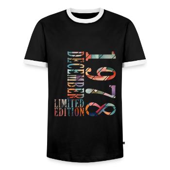 45. Geburtstag Jahrgang Dezember 1978 Original 197 - Männer Kontrast-T-Shirt - Schwarz/Weiß - Vorne - AI Model Female 172 light (172cm) & AI Model Male 178 light (178cm)