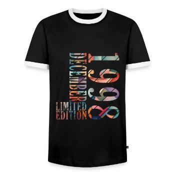 25. Geburtstag Jahrgang Dezember 1998 Original 199 - Männer Kontrast-T-Shirt - Schwarz/Weiß - Vorne - AI Model Female 172 light (172cm) & AI Model Male 178 light (178cm)