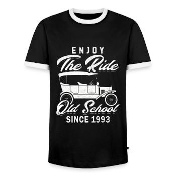 Vintage 1993 30th Birthday Gift Men's - Men's Ringer Shirt - black/white - Front - AI Model Female 172 light (172cm) & AI Model Male 178 light (178cm)