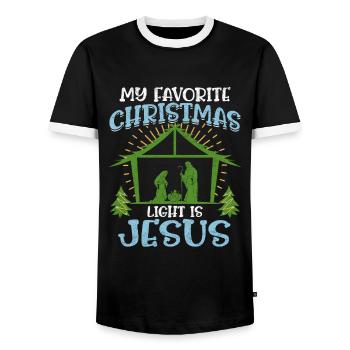 Noël, c’est Jésus - T-shirt contrasté Homme - noir/blanc - Devant - AI Model Female 172 light (172cm) & AI Model Male 178 light (178cm)