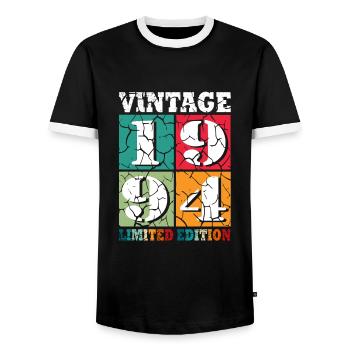 30e anniversaire Né en 1994 30 ans - T-shirt contrasté Homme - noir/blanc - Devant - AI Model Female 172 light (172cm) & AI Model Male 178 light (178cm)