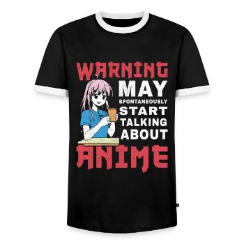 Citation d’anime Anime drôle Parler d’anime - T-shirt contrasté Homme - noir/blanc - Devant - AI Model Female 172 light (172cm) & AI Model Male 178 light (178cm)
