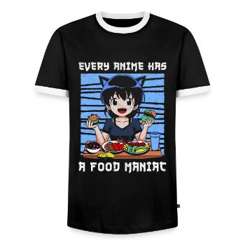 Anime Sayings Anime Food Gift - Men's Ringer Shirt - black/white - Front - AI Model Female 172 light (172cm) & AI Model Male 178 light (178cm)