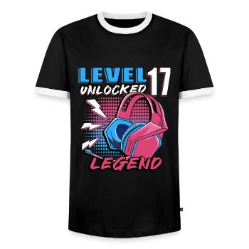 17.Geburtstag - 17 jahre level 17 freigeschaltet - Männer Kontrast-T-Shirt - Schwarz/Weiß - Vorne - AI Model Female 172 light (172cm) & AI Model Male 178 light (178cm)