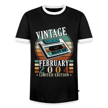 Idée cadeau rétro en février 2004 - T-shirt contrasté Homme - noir/blanc - Devant - AI Model Female 172 light (172cm) & AI Model Male 178 light (178cm)