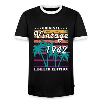 Millésime 1942 Édition Limitée - T-shirt contrasté Homme - noir/blanc - Devant - AI Model Female 172 light (172cm) & AI Model Male 178 light (178cm)