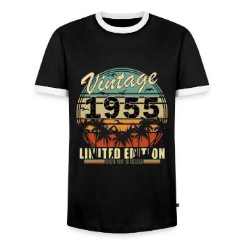 Geboren 1955 Jahrgang 1955 - Männer Kontrast-T-Shirt - Schwarz/Weiß - Vorne - AI Model Female 172 light (172cm) & AI Model Male 178 light (178cm)