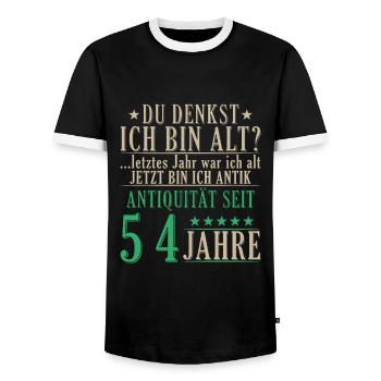 Antiquität 54 Jahre alt - 54. Geburtstag Spruch - Männer Kontrast-T-Shirt - Schwarz/Weiß - Vorne - AI Model Female 172 light (172cm) & AI Model Male 178 light (178cm)