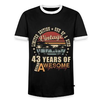 43rd birthday 43 years man legend 43rd - Men's Ringer Shirt - black/white - Front - AI Model Female 172 light (172cm) & AI Model Male 178 light (178cm)