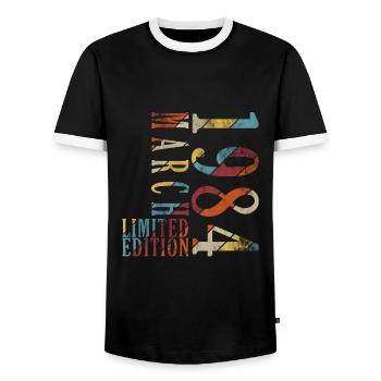 Mars 1984 Mars Jubilé Mars 1984 - T-shirt contrasté Homme - noir/blanc - Devant - AI Model Female 172 light (172cm) & AI Model Male 178 light (178cm)