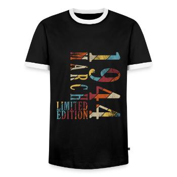 Mars 1944 Cadeau d’anniversaire Mars 1944 - T-shirt contrasté Homme - noir/blanc - Devant - AI Model Female 172 light (172cm) & AI Model Male 178 light (178cm)