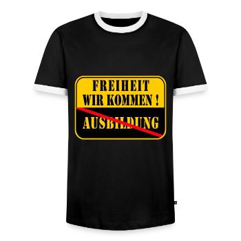 Azubi Ausbildung Abschluss Vintage Auszubildender - Männer Kontrast-T-Shirt - Schwarz/Weiß - Vorne - AI Model Female 172 light (172cm) & AI Model Male 178 light (178cm)