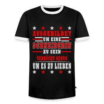 Schneiderin Näherin Nähmaschine Geschenk - Männer Kontrast-T-Shirt - Schwarz/Weiß - Vorne - AI Model Female 172 light (172cm) & AI Model Male 178 light (178cm)
