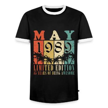 Mai 1989 Anniversaire Mai 1989 Cadeau 1989 Mai - T-shirt contrasté Homme - noir/blanc - Devant - AI Model Female 172 light (172cm) & AI Model Male 178 light (178cm)