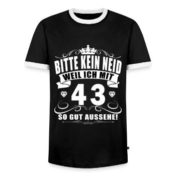 43 Birthday 43 years old 43 years old 43 years old - Men's Ringer Shirt - black/white - Front - AI Model Female 172 light (172cm) & AI Model Male 178 light (178cm)