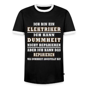 Elektriker Humor Lustiger Spruch Geschenkidee Spaß - Männer Kontrast-T-Shirt - Schwarz/Weiß - Vorne - AI Model Female 172 light (172cm) & AI Model Male 178 light (178cm)