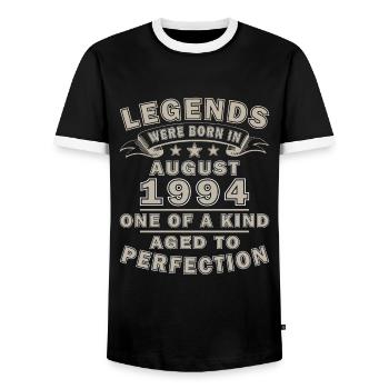 30th Birthday Original August 1994 Vintage 1994 - Men's Ringer Shirt - black/white - Front - AI Model Female 172 light (172cm) & AI Model Male 178 light (178cm)