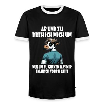 Kuh umdrehen - gucken was mir am Arsch vorbei geht - Männer Kontrast-T-Shirt - Schwarz/Weiß - Vorne - AI Model Female 172 light (172cm) & AI Model Male 178 light (178cm)