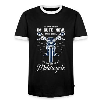 Moi sur ma moto - Biker Spruch - T-shirt contrasté Homme - noir/blanc - Devant - AI Model Female 172 light (172cm) & AI Model Male 178 light (178cm)