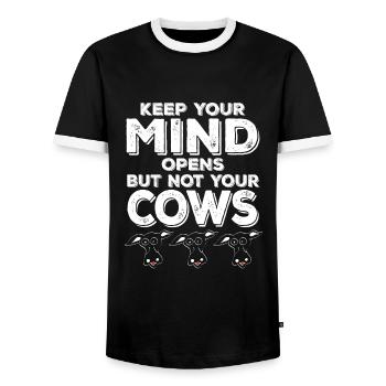 Lustige Kuh Sprüche Landwirtschaft Geschenk - Männer Kontrast-T-Shirt - Schwarz/Weiß - Vorne - AI Model Female 172 light (172cm) & AI Model Male 178 light (178cm)