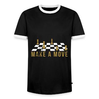 Chess Chess Player Chess Saying Chessboard - Men's Ringer Shirt - black/white - Front - AI Model Female 172 light (172cm) & AI Model Male 178 light (178cm)