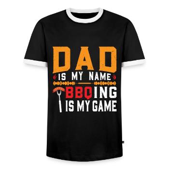 papa amateur de barbecue père - T-shirt contrasté Homme - noir/blanc - Devant - AI Model Female 172 light (172cm) & AI Model Male 178 light (178cm)
