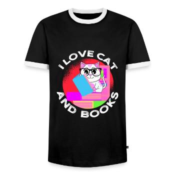 Buchliebhaber Lesefreund und Buchwurm - Männer Kontrast-T-Shirt - Schwarz/Weiß - Vorne - AI Model Female 172 light (172cm) & AI Model Male 178 light (178cm)