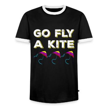 Kite flying - Men's Ringer Shirt - black/white - Front - AI Model Female 172 light (172cm) & AI Model Male 178 light (178cm)