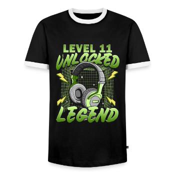Gamer du 11e anniversaire - T-shirt contrasté Homme - noir/blanc - Devant - AI Model Female 172 light (172cm) & AI Model Male 178 light (178cm)