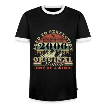 Vintage Made in 2006 Year of birth 2006 Birthday - Men's Ringer Shirt - black/white - Front - AI Model Female 172 light (172cm) & AI Model Male 178 light (178cm)