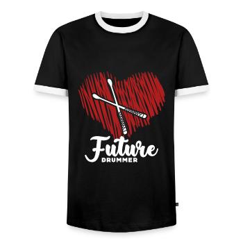 Idée cadeau tambours de naissance pour bébé - T-shirt contrasté Homme - noir/blanc - Devant - AI Model Female 172 light (172cm) & AI Model Male 178 light (178cm)