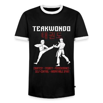 Taekwondo Arts Martiaux Dire Drôle - T-shirt contrasté Homme - noir/blanc - Devant - AI Model Female 172 light (172cm) & AI Model Male 178 light (178cm)