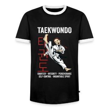 Taekwondo Girl Tae Kwon Do Martial Arts Gift - Men's Ringer Shirt - black/white - Front - AI Model Female 172 light (172cm) & AI Model Male 178 light (178cm)