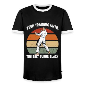 Black Belt Martial Arts - Men's Ringer Shirt - black/white - Front - AI Model Female 172 light (172cm) & AI Model Male 178 light (178cm)