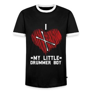 Tambours Tambours Baguette Batteur Musique Groupe Rock - T-shirt contrasté Homme - noir/blanc - Devant - AI Model Female 172 light (172cm) & AI Model Male 178 light (178cm)