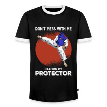 Dicton de combattant MMA - Arts martiaux mixtes - T-shirt contrasté Homme - noir/blanc - Devant - AI Model Female 172 light (172cm) & AI Model Male 178 light (178cm)