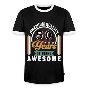 50. Geburtstag 50 Jahre Spruch - Männer Kontrast-T-Shirt - Schwarz/Weiß - Vorne - AI Model Female 172 light (172cm) & AI Model Male 178 light (178cm)