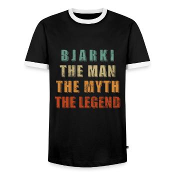 Bjarki, Légende du mythe de l’homme, Drôle Meilleur nom - T-shirt contrasté Homme - noir/blanc - Devant - AI Model Female 172 light (172cm) & AI Model Male 178 light (178cm)