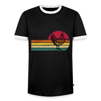 Landwirt Landwirte Huhn Hühner Spruch - Männer Kontrast-T-Shirt - Schwarz/Weiß - Vorne - AI Model Female 172 light (172cm) & AI Model Male 178 light (178cm)
